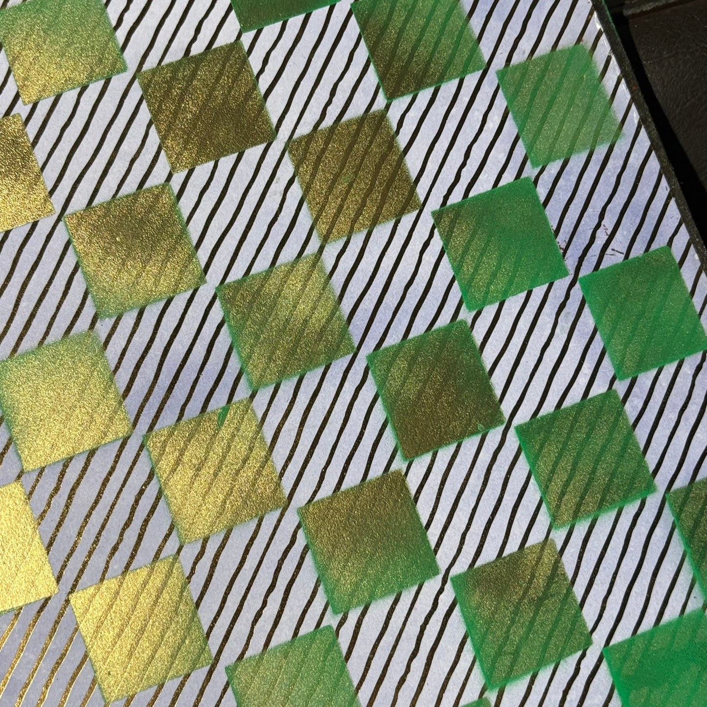 Golden Green Lining - Scrapbook Chess Board