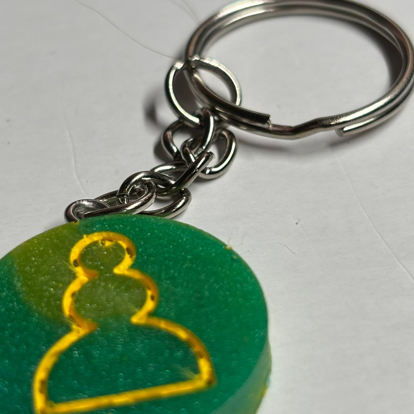 Cheesehead Green Pawn - Handmade Resin Keychain - Flat Edition
