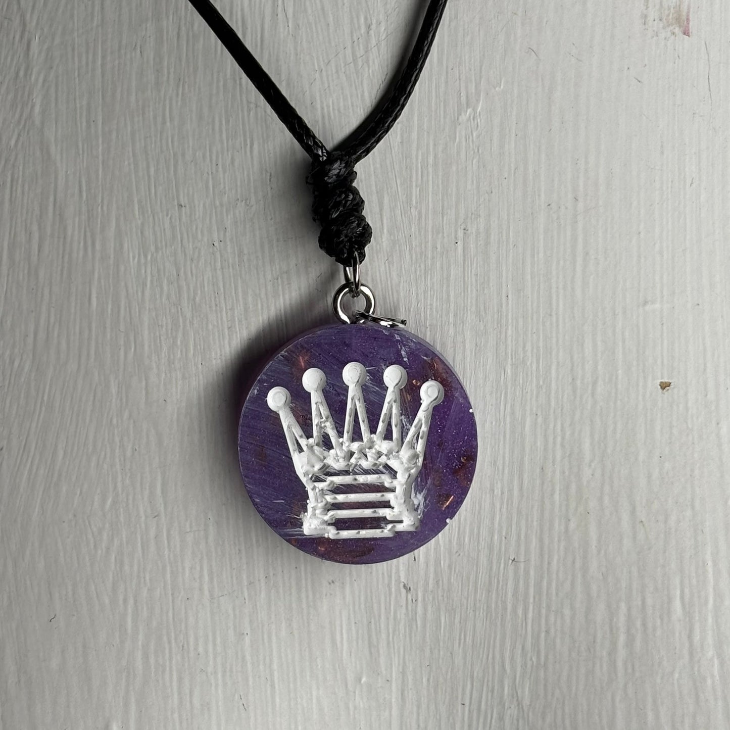 Purple Queen - Handmade Resin Chess Necklace
