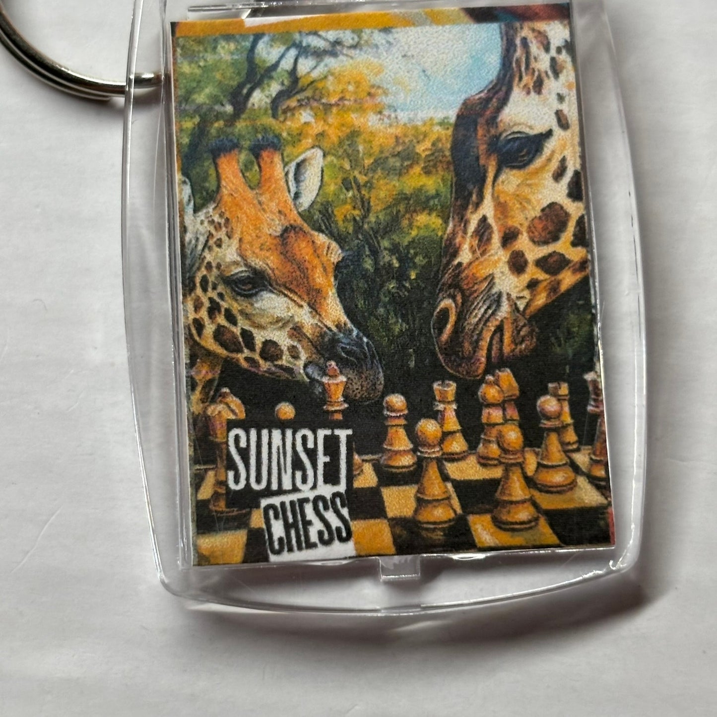 Giraffes - Chess  Photo Keychain