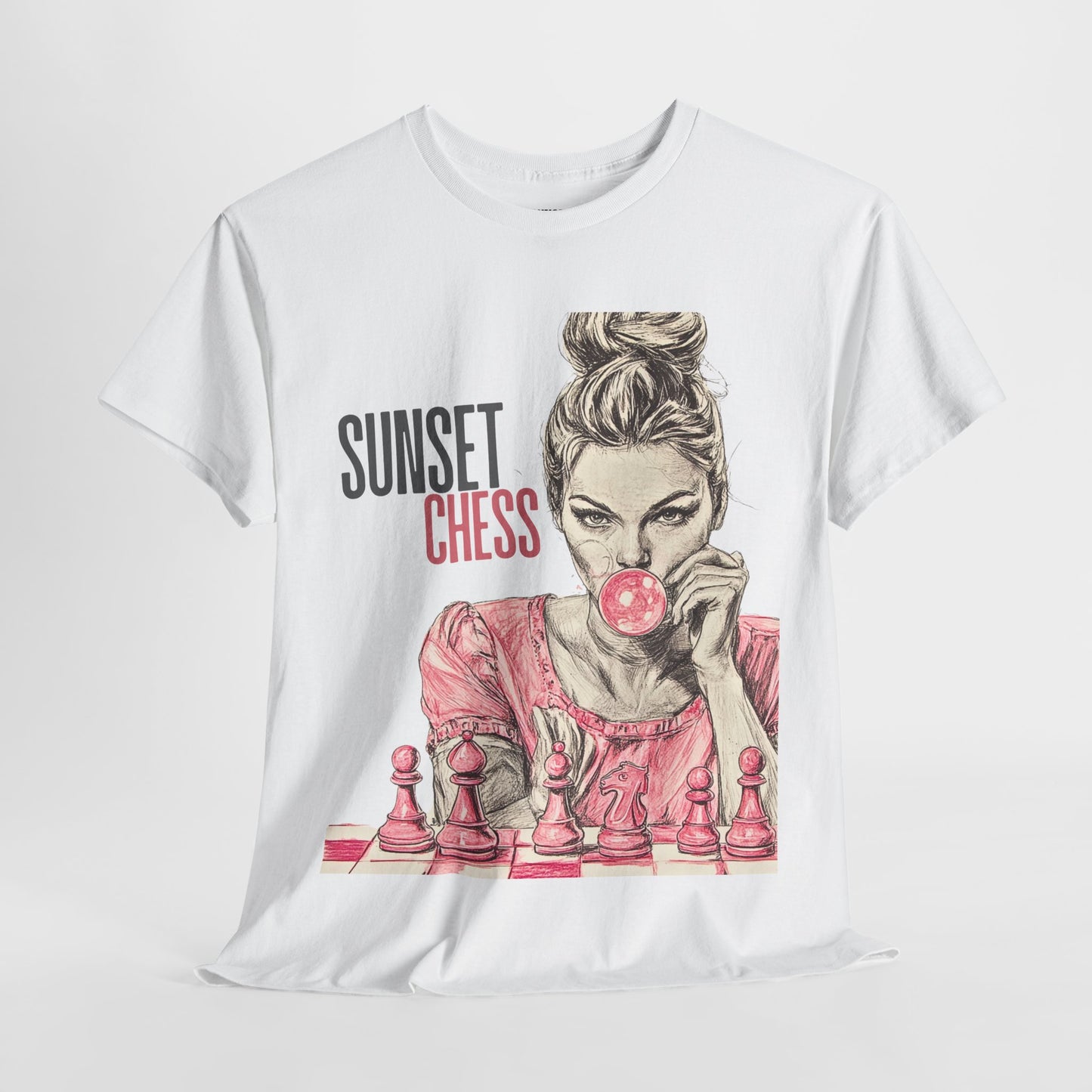 Women Bubble Blowing - Chess Tee - Unisex Heavy Cotton Tee