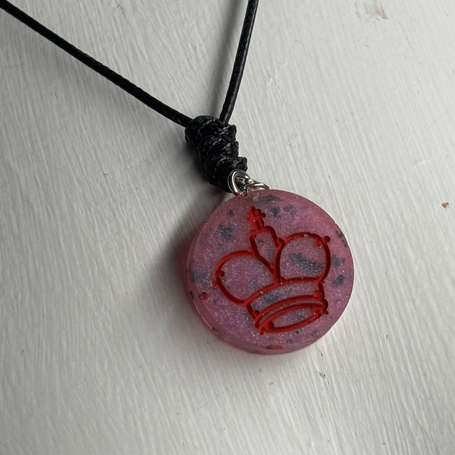 Purple Spotted King - Handmade Resin Chess Necklace