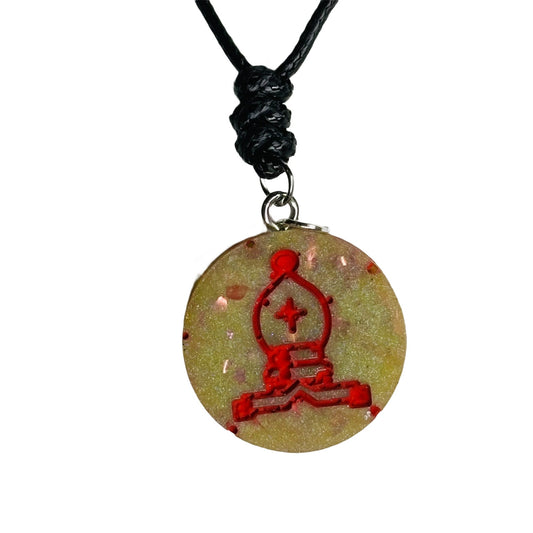 Red Print Bishop - Handmade Resin Chess Necklace