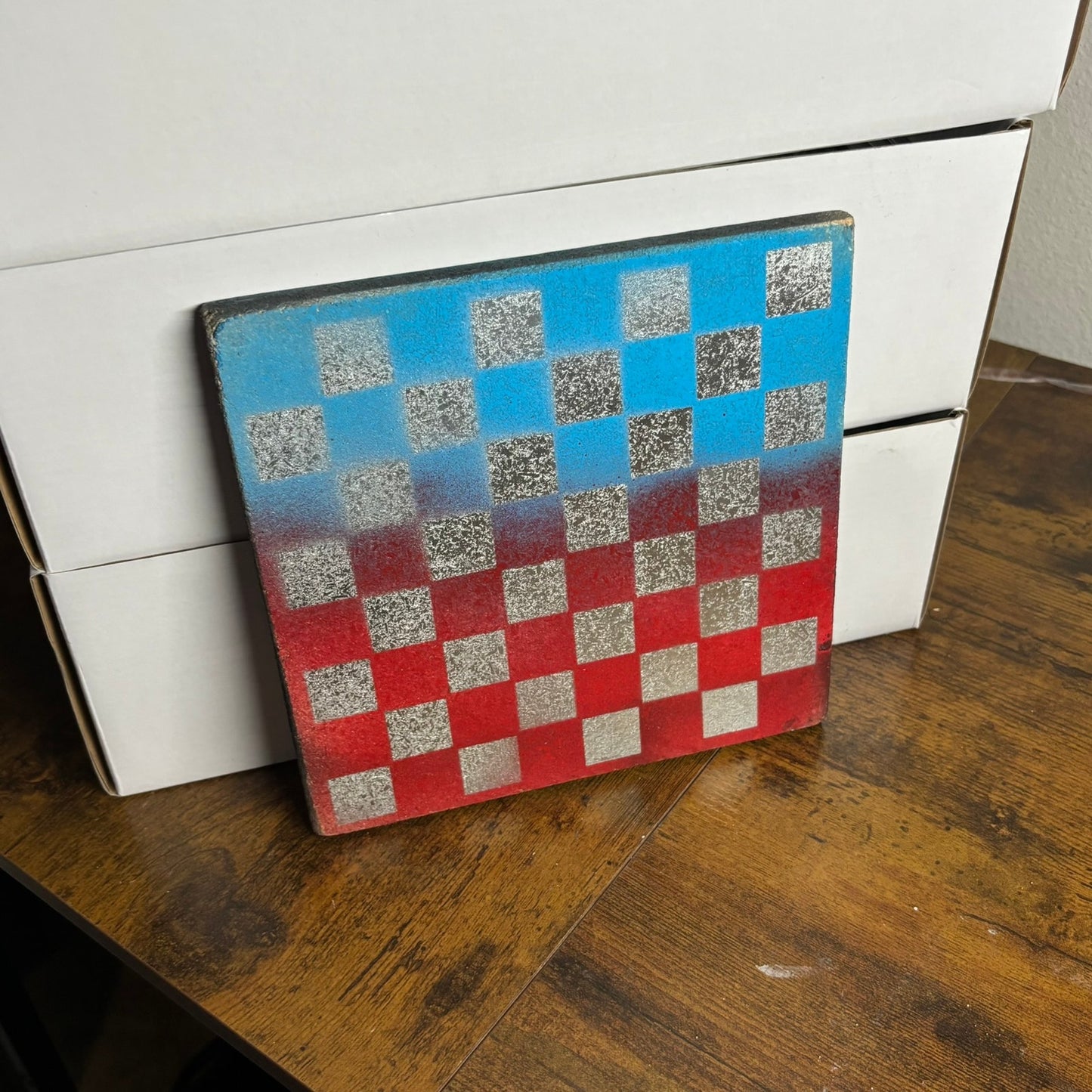 Blue & Red Chrome - Painted Double Sided Chess Board