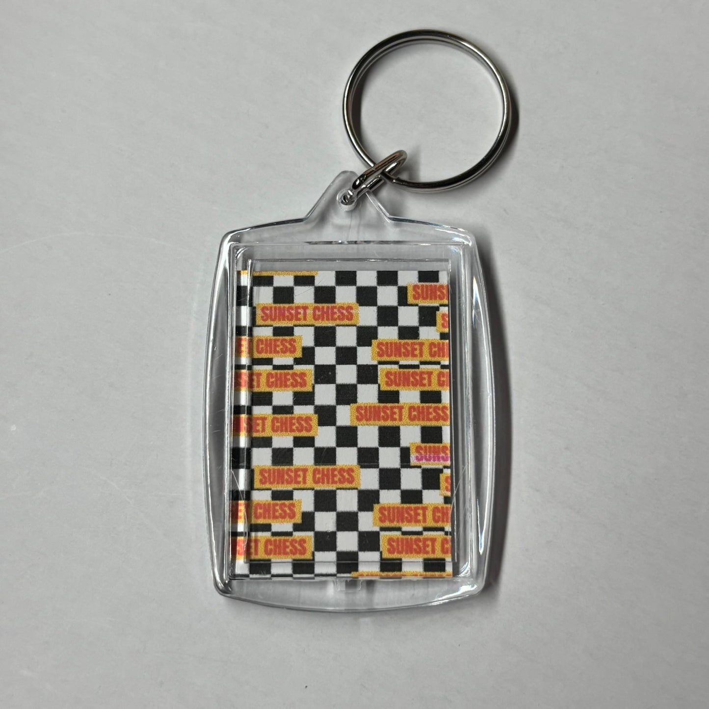 Lost In The Art Of Wood - Sunset Chess Photo Keychain