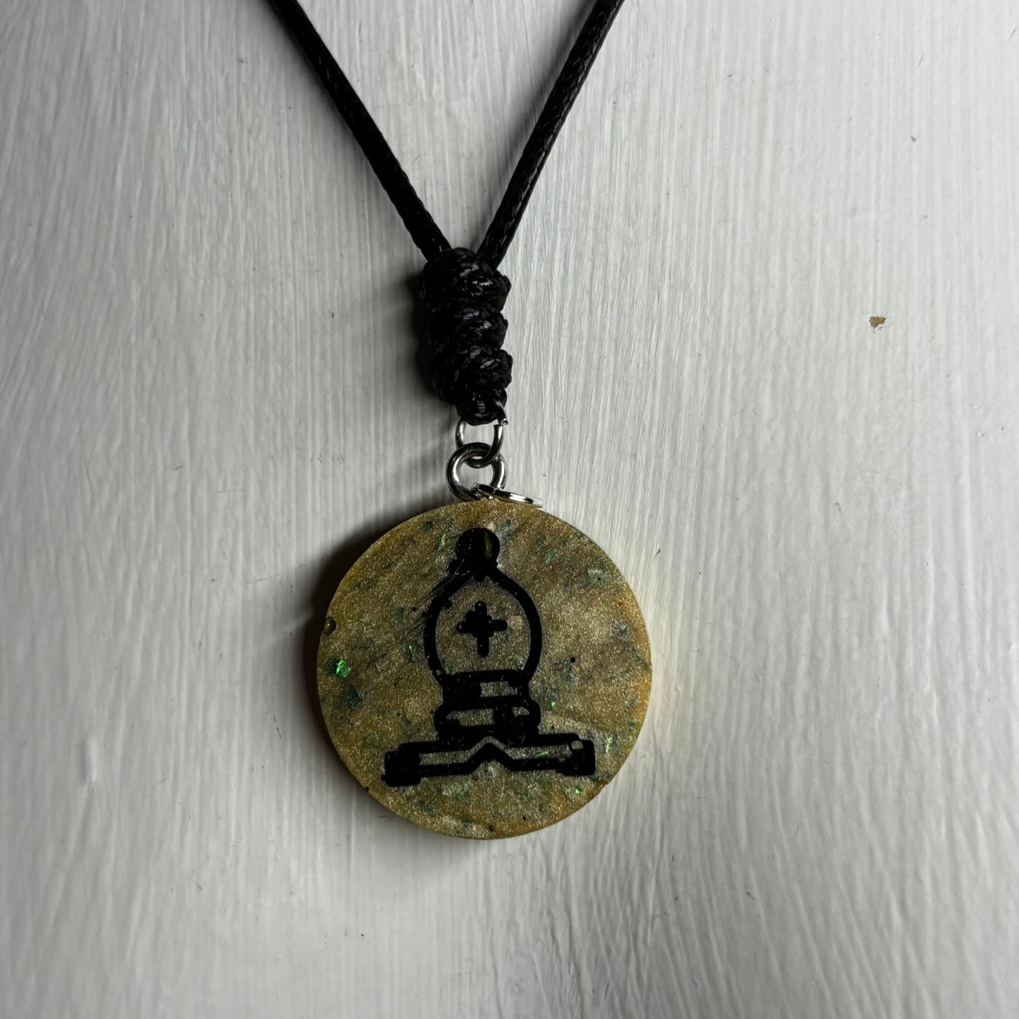 Yellow/Green Bishop - Handmade Resin Chess Necklace