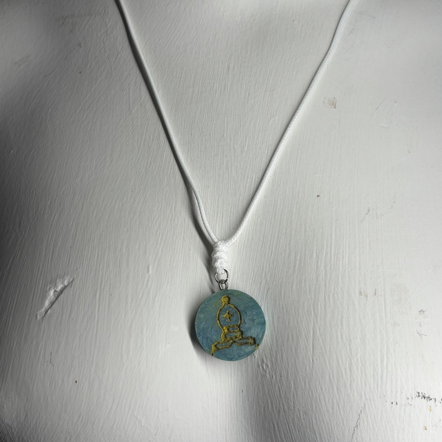 Spaz Blue Bishop - Handmade Resin Chess Necklace