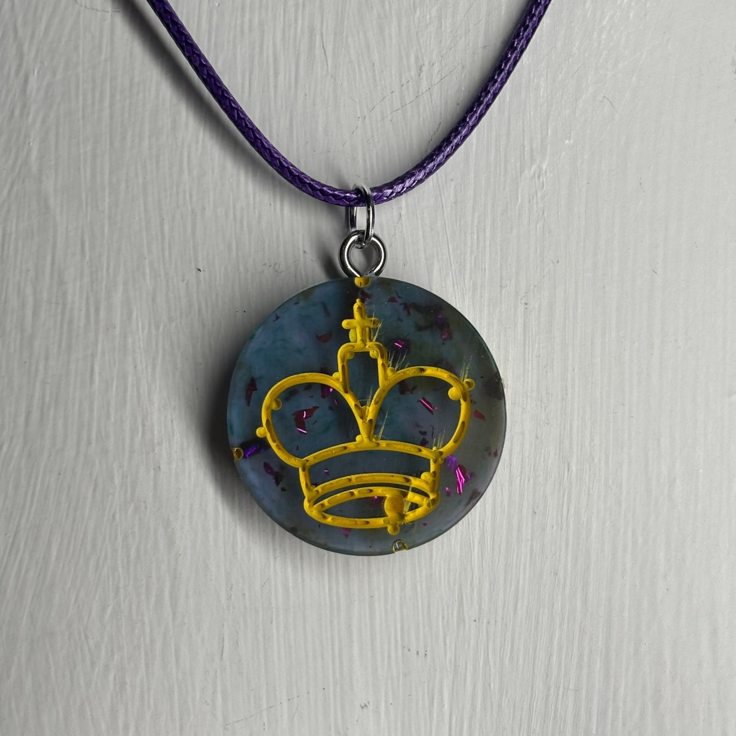 Transparent Blue King - Handmade Resin Chess Necklace