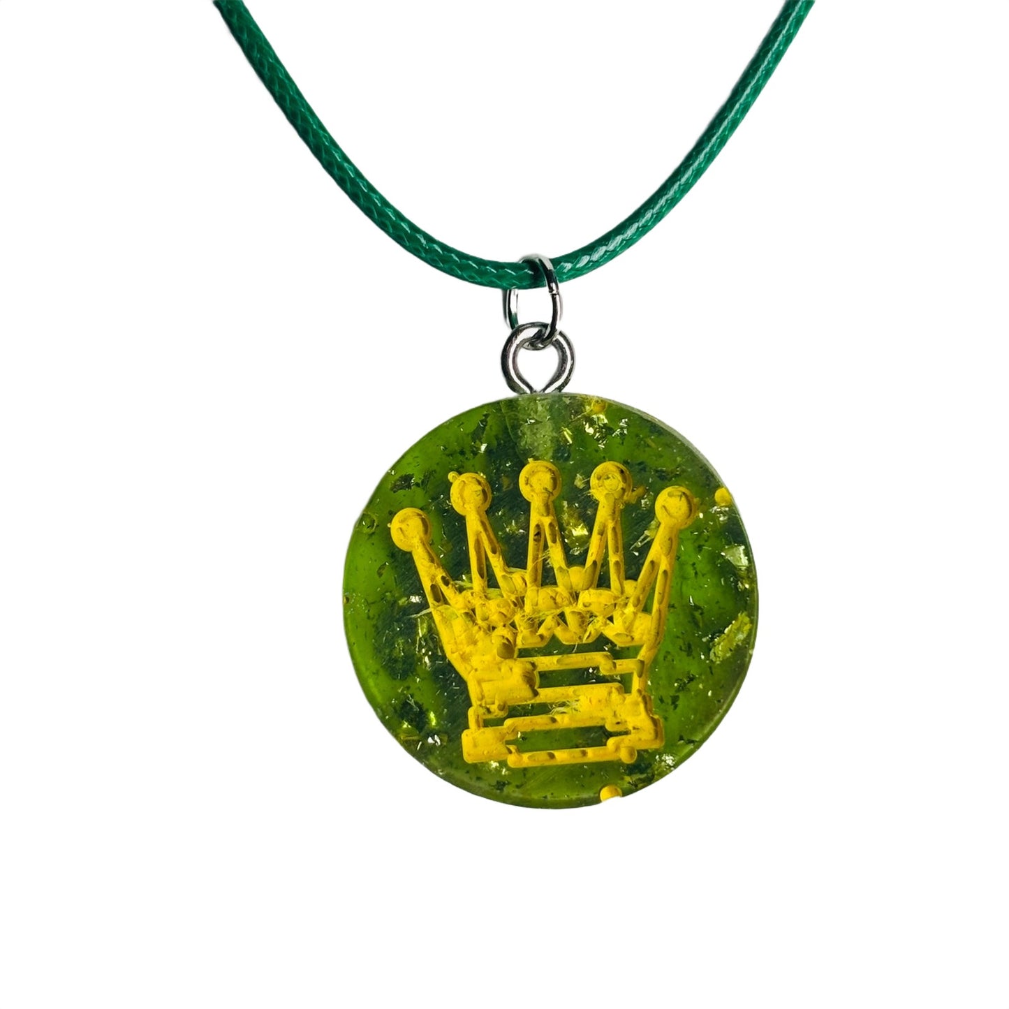 Crystal Green Queen - Handmade Resin Chess Necklace