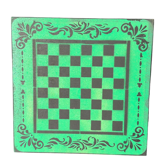 Green & Black - Painted Chess Board