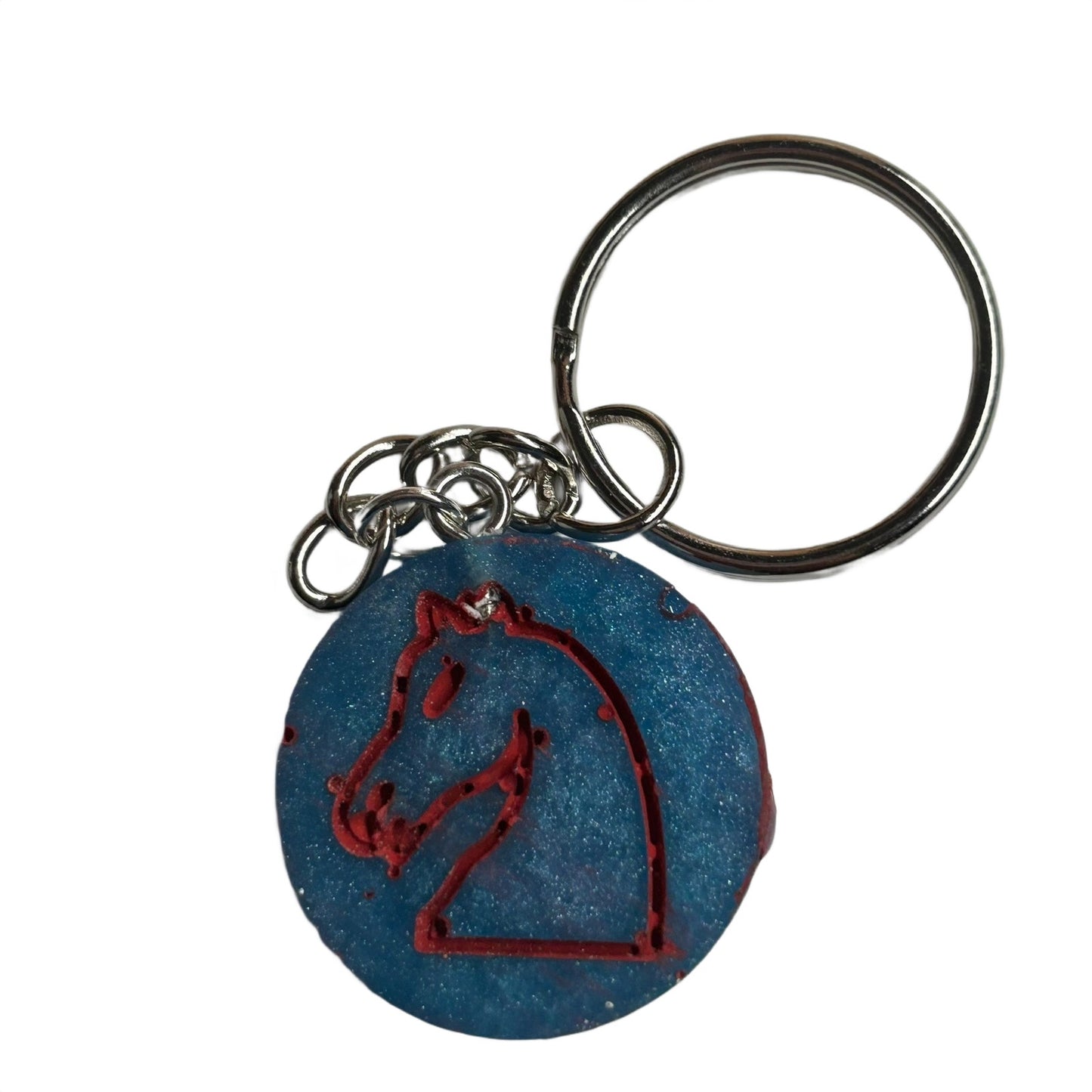 Blue Red Knight - Handmade Resin Keychain