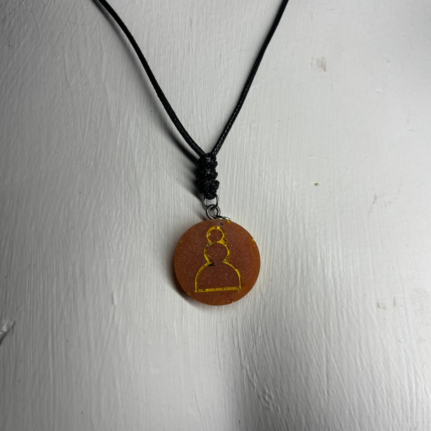 Burned Yellow Pawn - Handmade Resin Chess Necklace