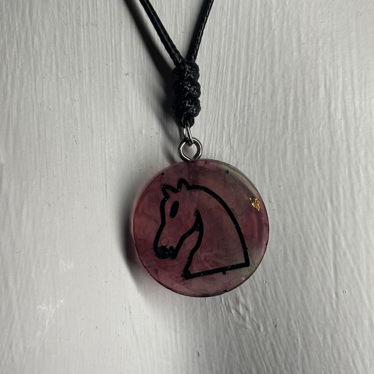 Burgundy Red Knight - Handmade Resin Chess Necklace