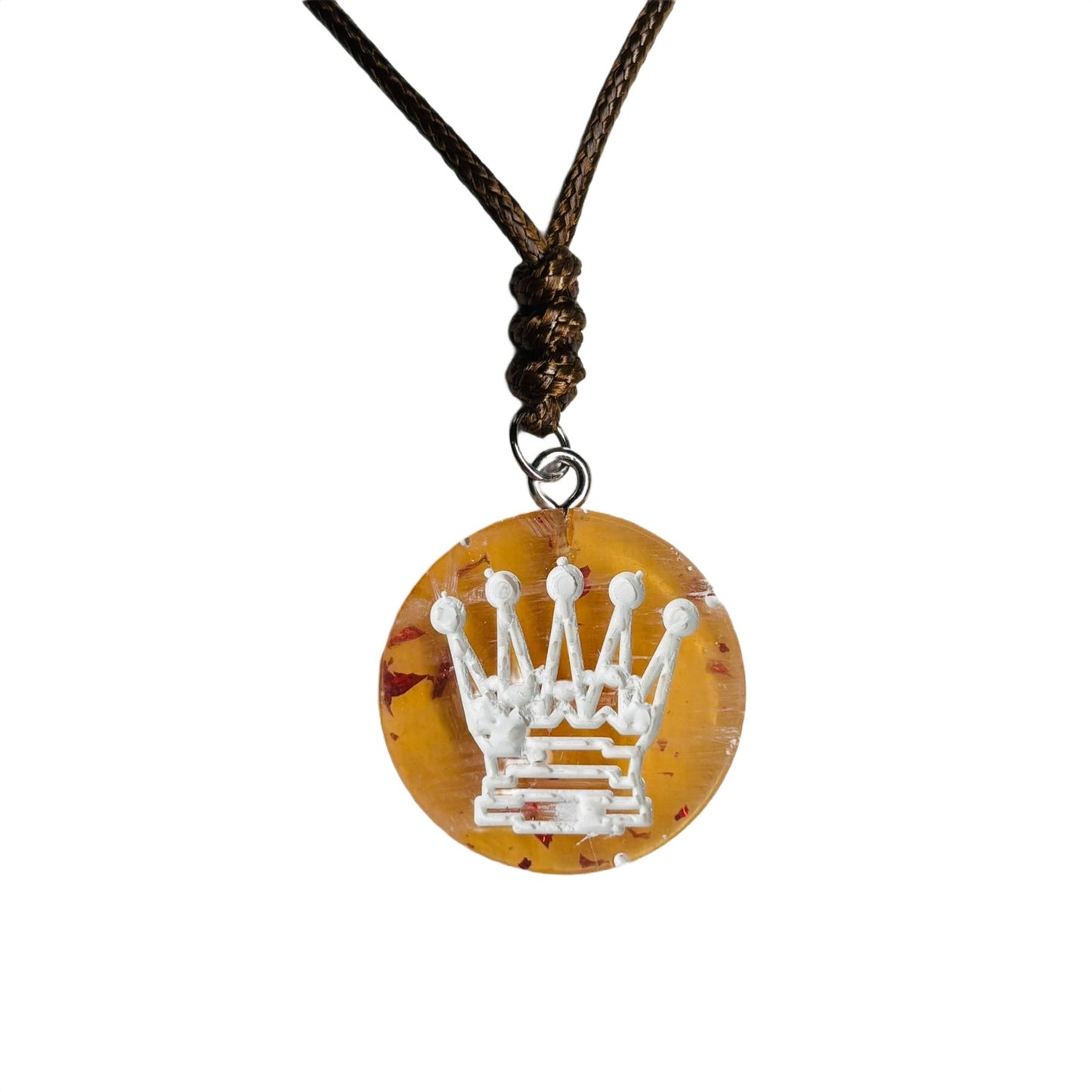 Light Amber Queen - Handmade Resin Chess Necklace