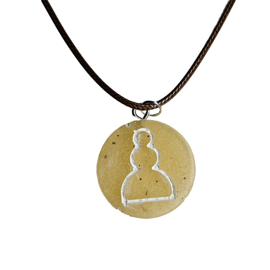 Cream Pawn - Handmade Resin Chess Necklace