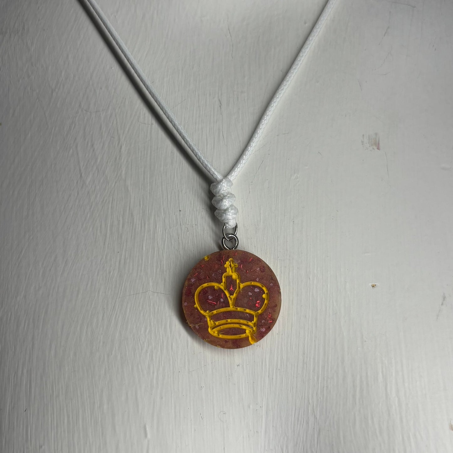 Crystal Amber King - Handmade Resin Chess Necklace