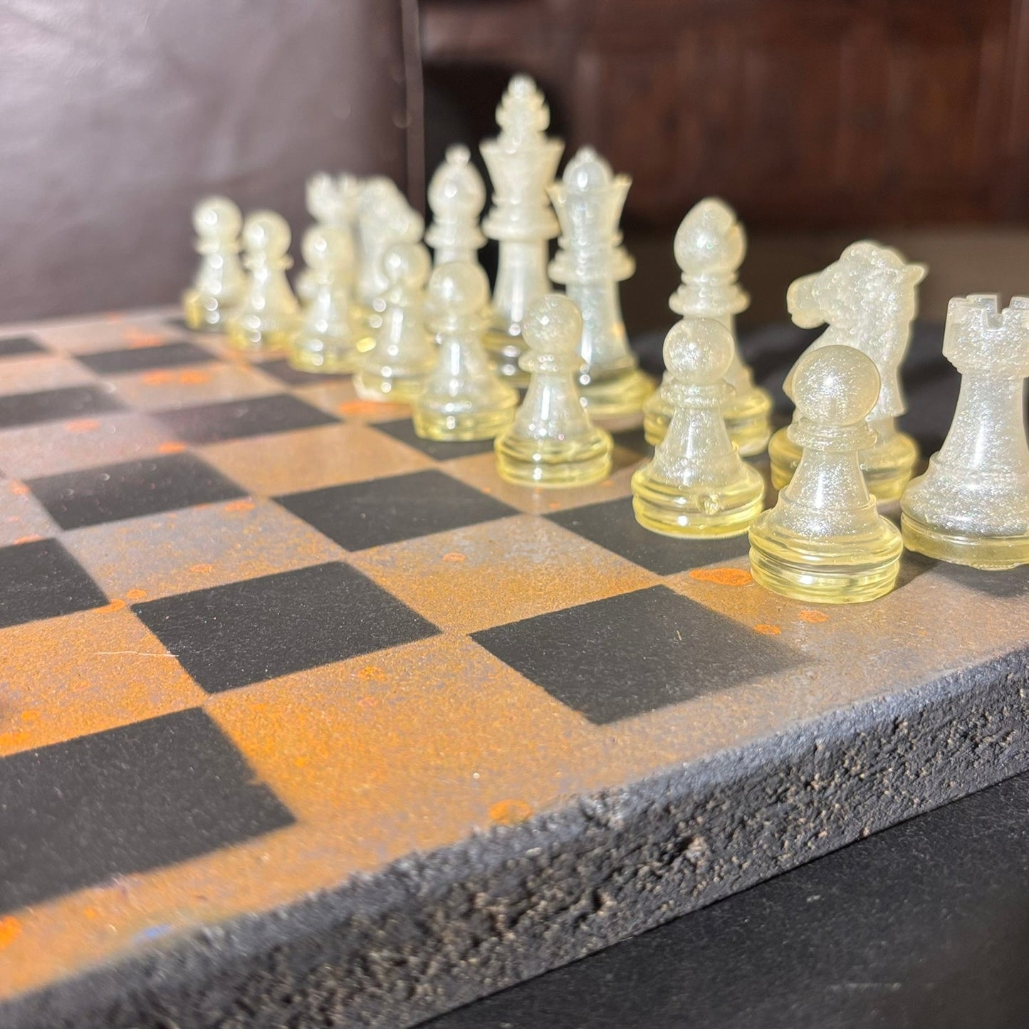 Gray & Orange - Painted Chess Set