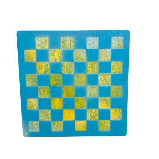 Blue Mustard Yellow - Painted Thin Wooden Chess Board