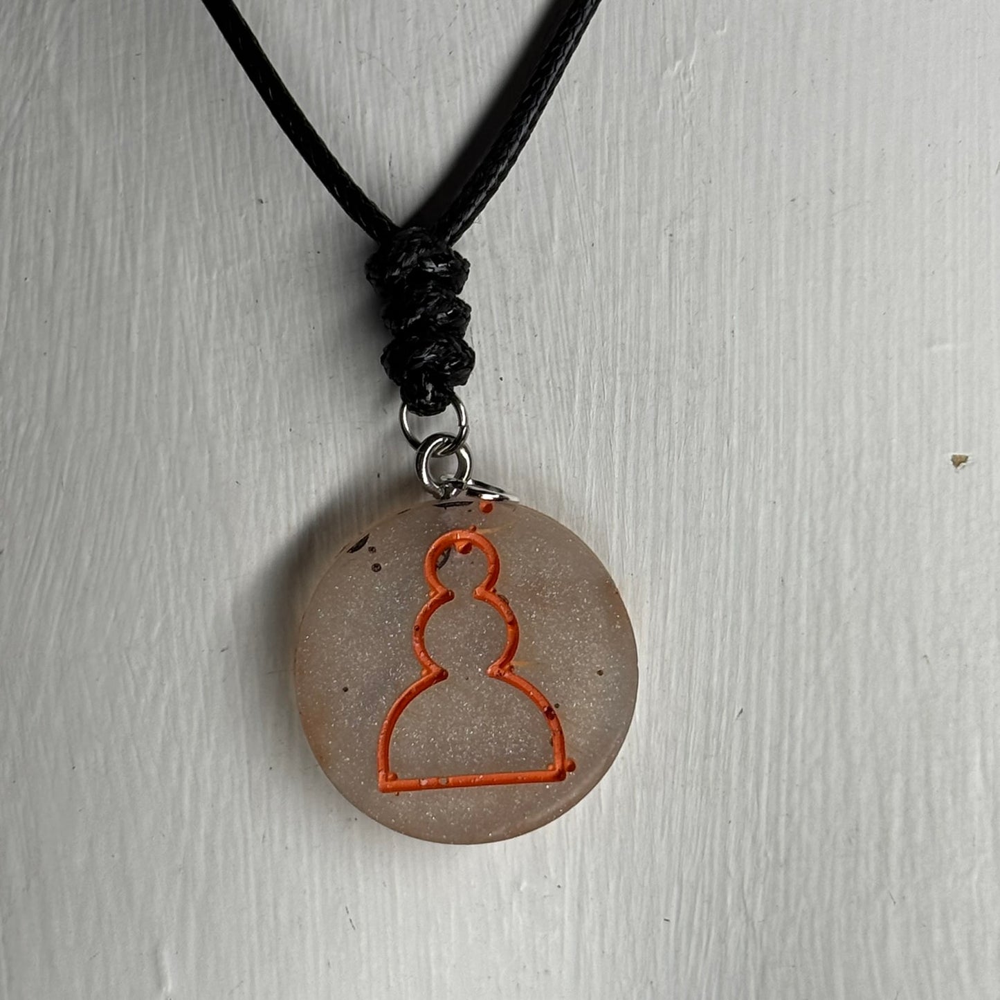 Orange Print Pawn - Handmade Resin Chess Necklace