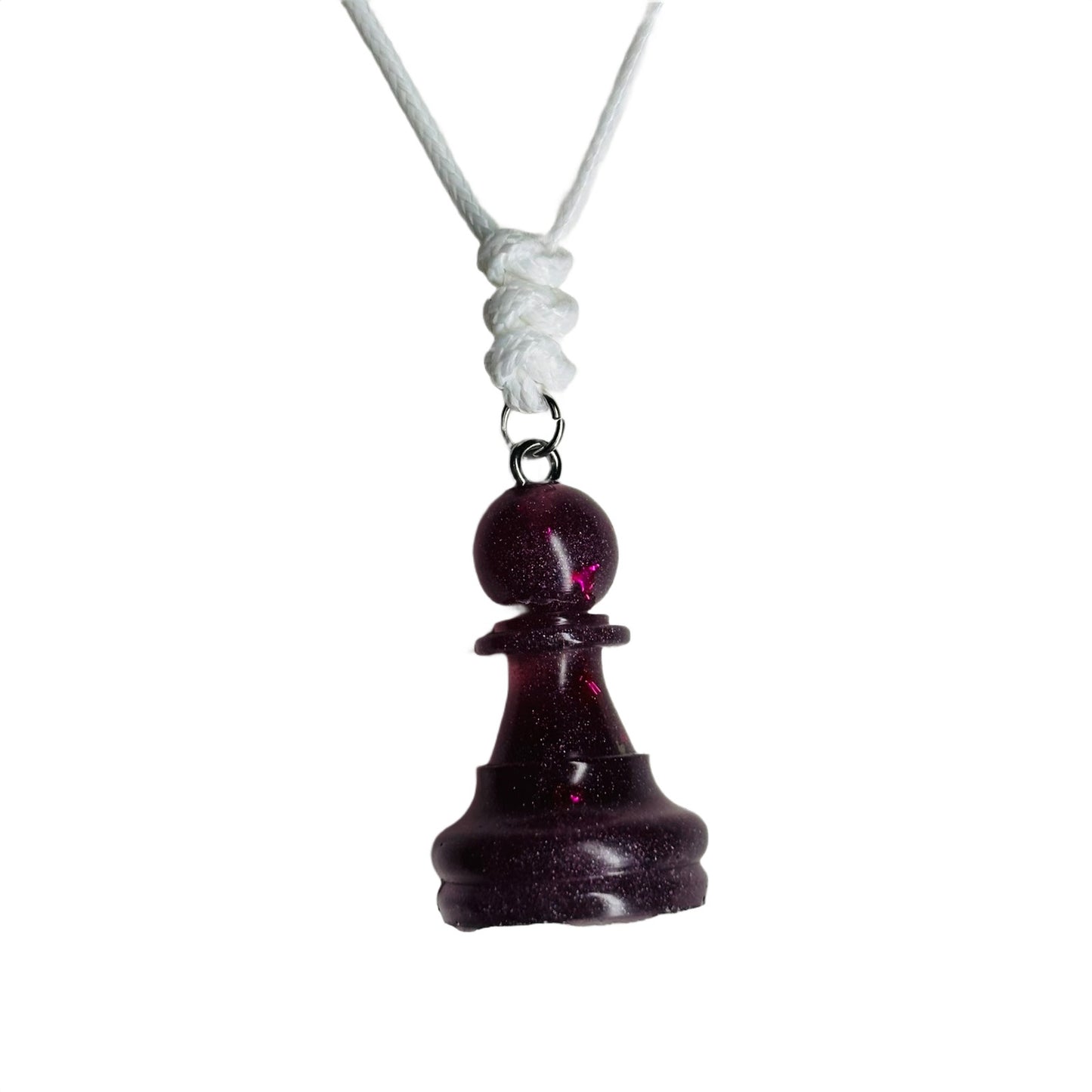 Dark Purple Pawn - Handmade Resin Chess Necklace