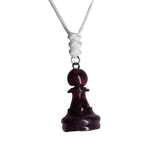 Dark Purple Pawn - Handmade Resin Chess Necklace