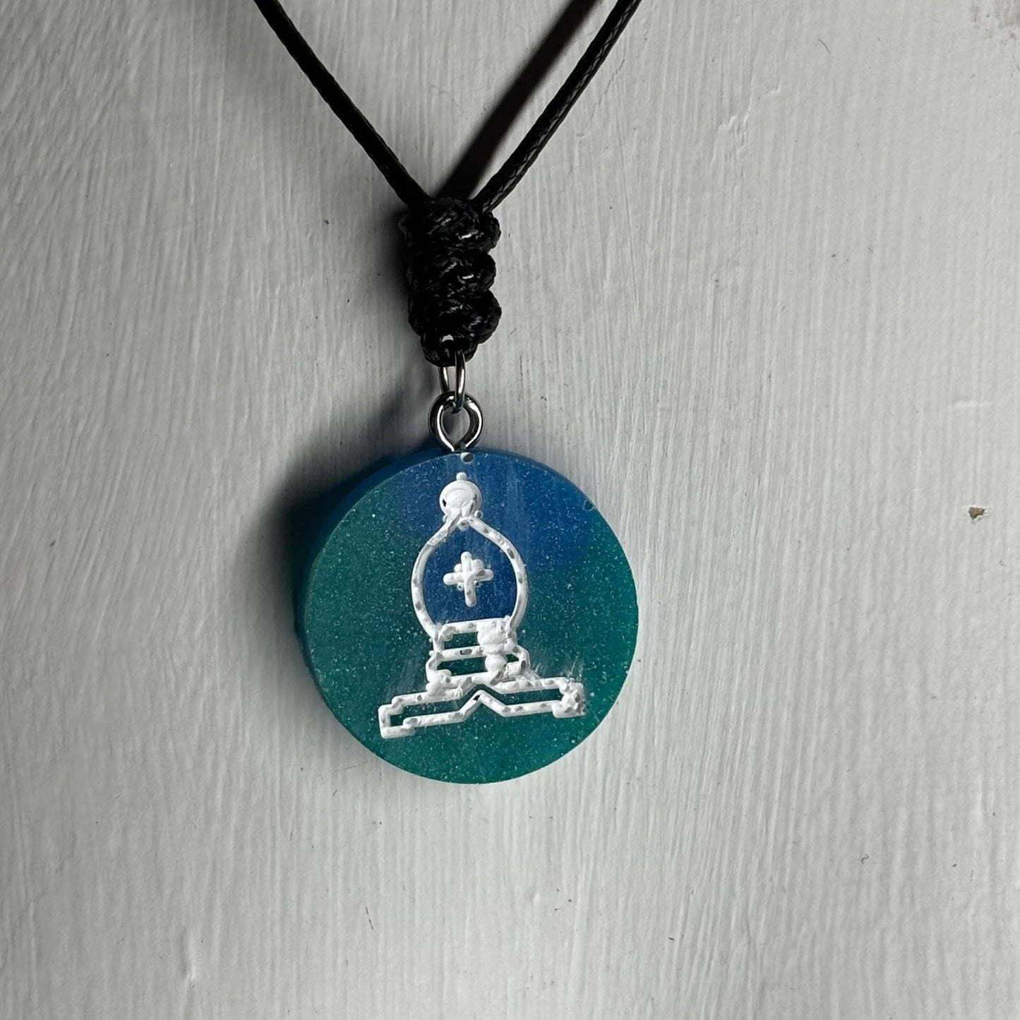 Blue Bishop - Handmade Resin Chess Necklace