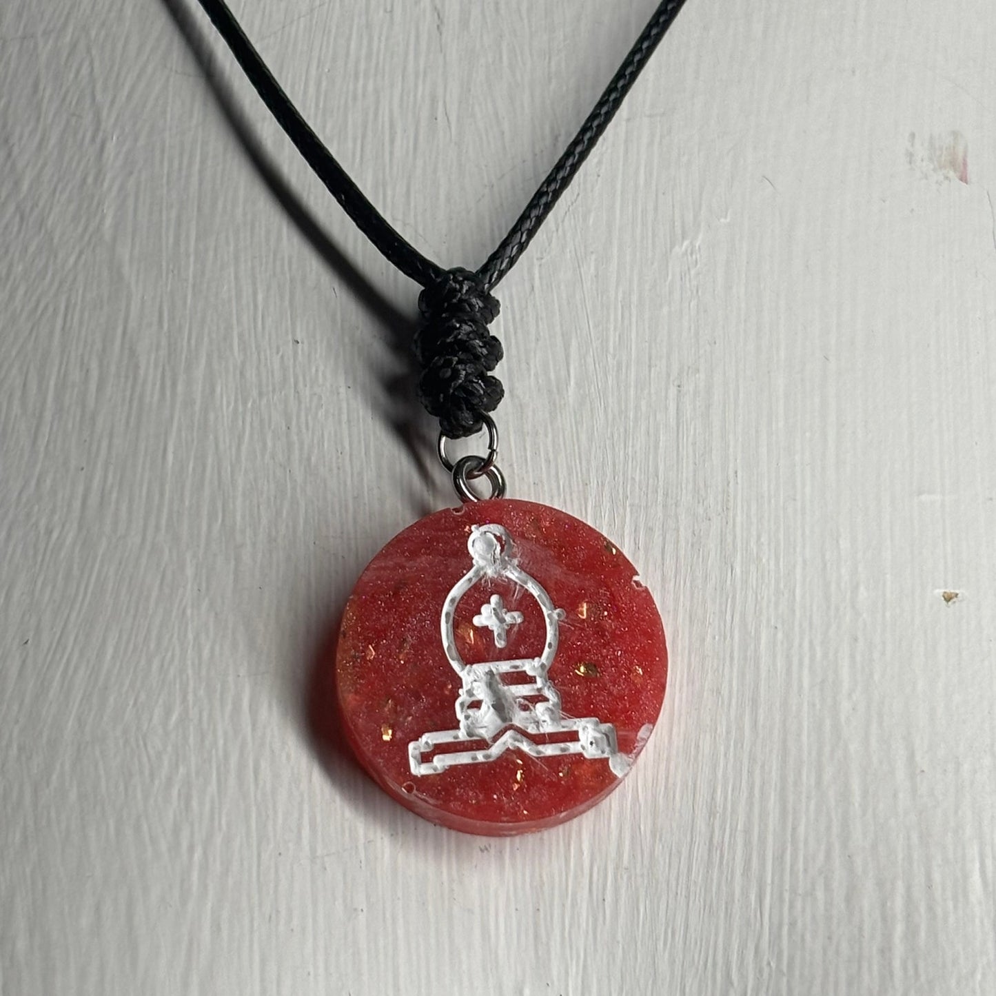 Red Crystal Bishop - Handmade Resin Chess Necklace