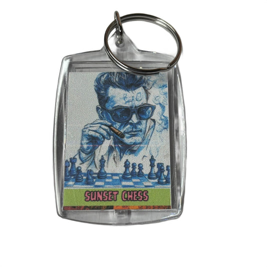 Cool Blue - Chess  Photo Keychain