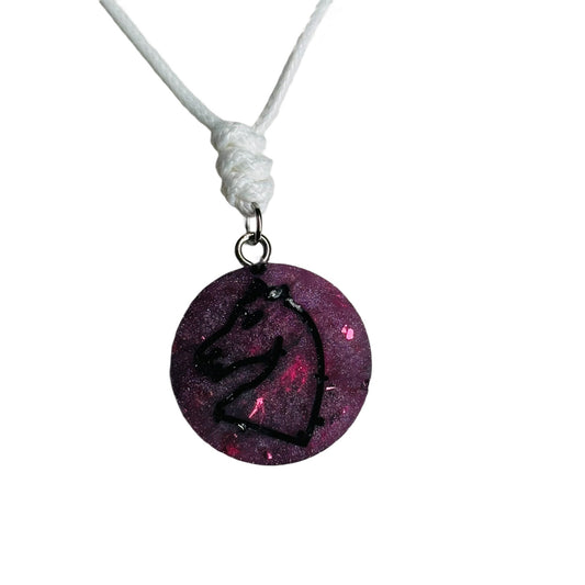 Purple Crystal Knight - Handmade Resin Chess Necklace