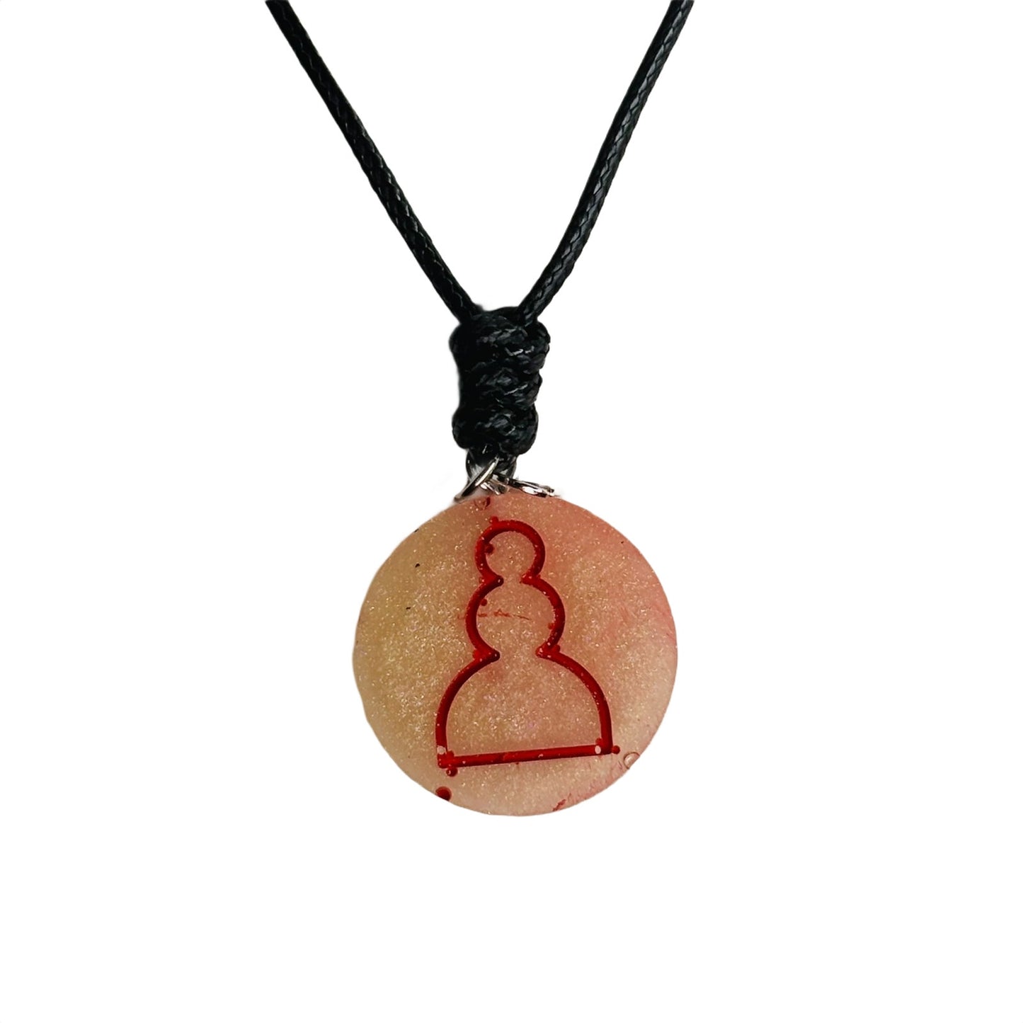 Red Print Pawn - Handmade Resin Chess Necklace