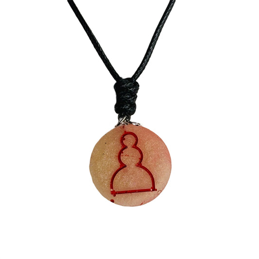 Red Print Pawn - Handmade Resin Chess Necklace