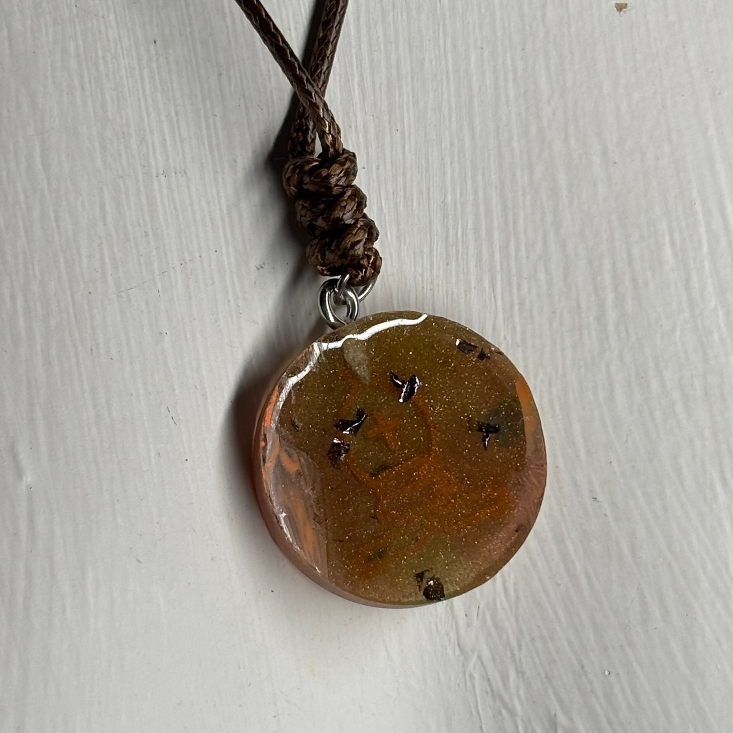 Royal Orange Bishop - Handmade Resin Chess Necklace