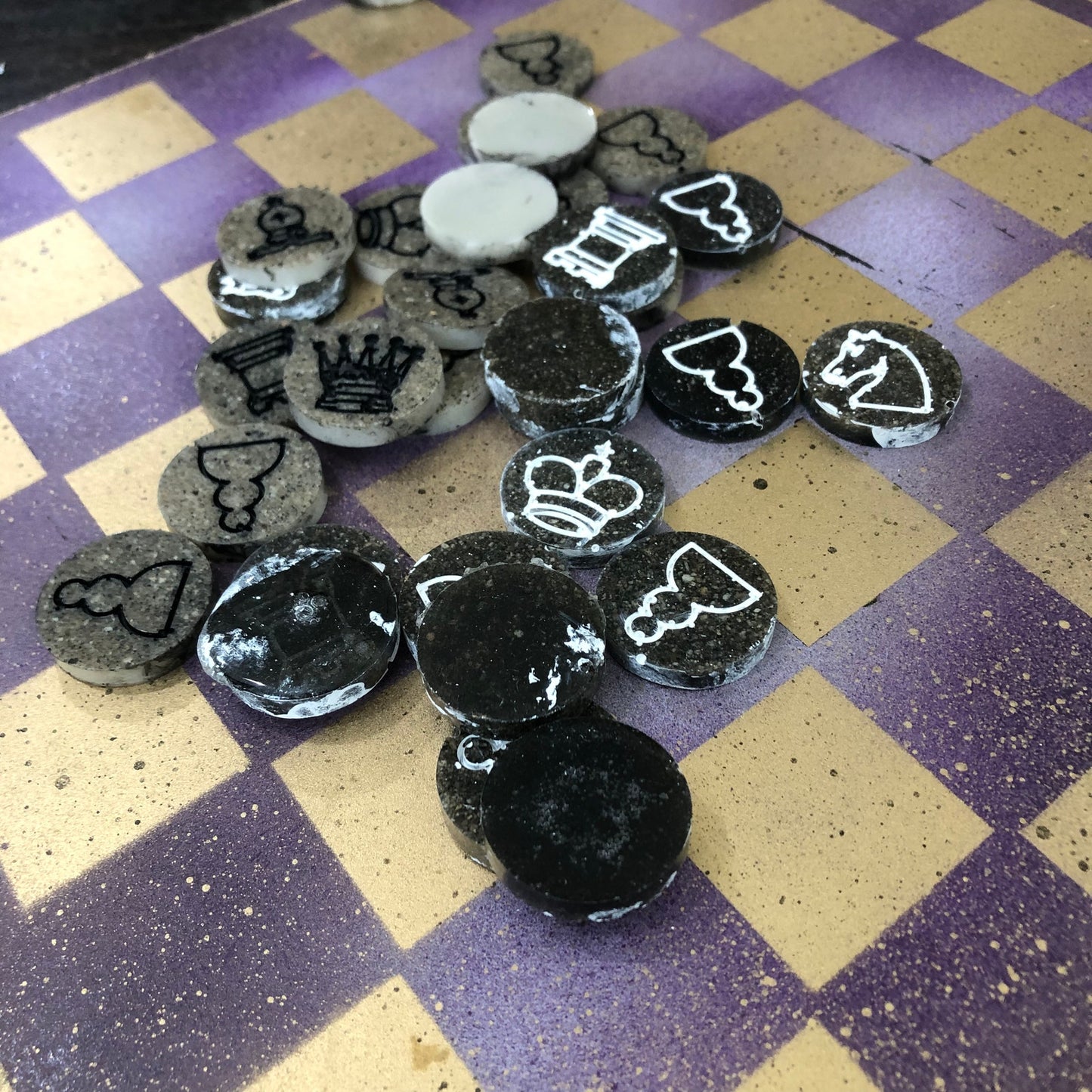 Purple Gold - Painted Chess Set