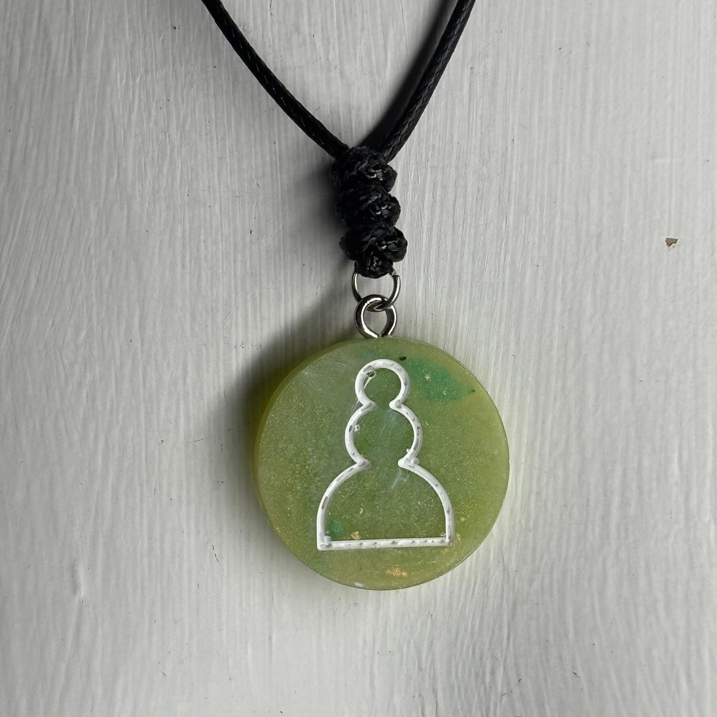 Lime Green Pawn - Handmade Resin Chess Necklace