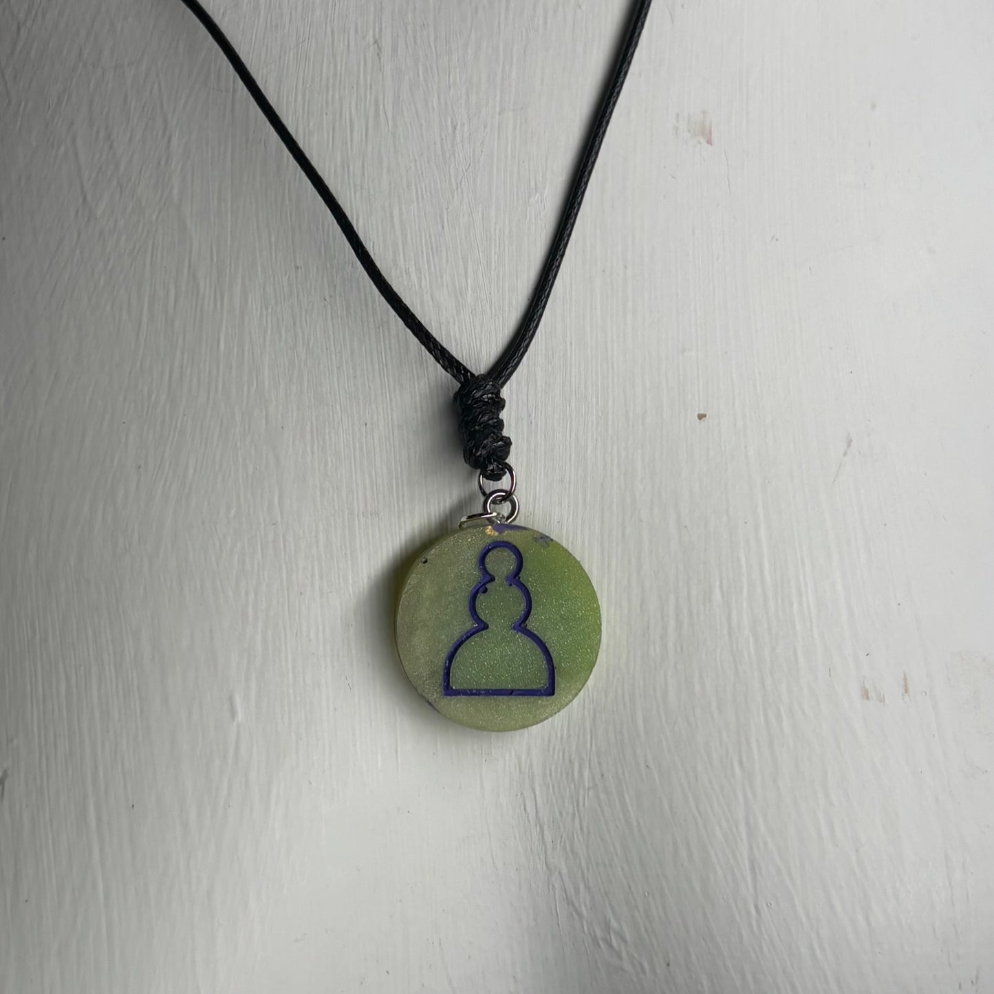 Lime Green Pawn - Handmade Resin Chess Necklace