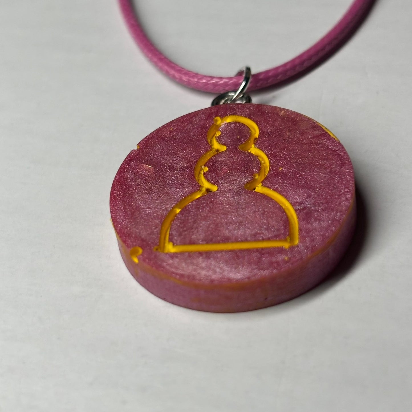 Peach Pink Pawn - Handmade Resin Chess Necklace