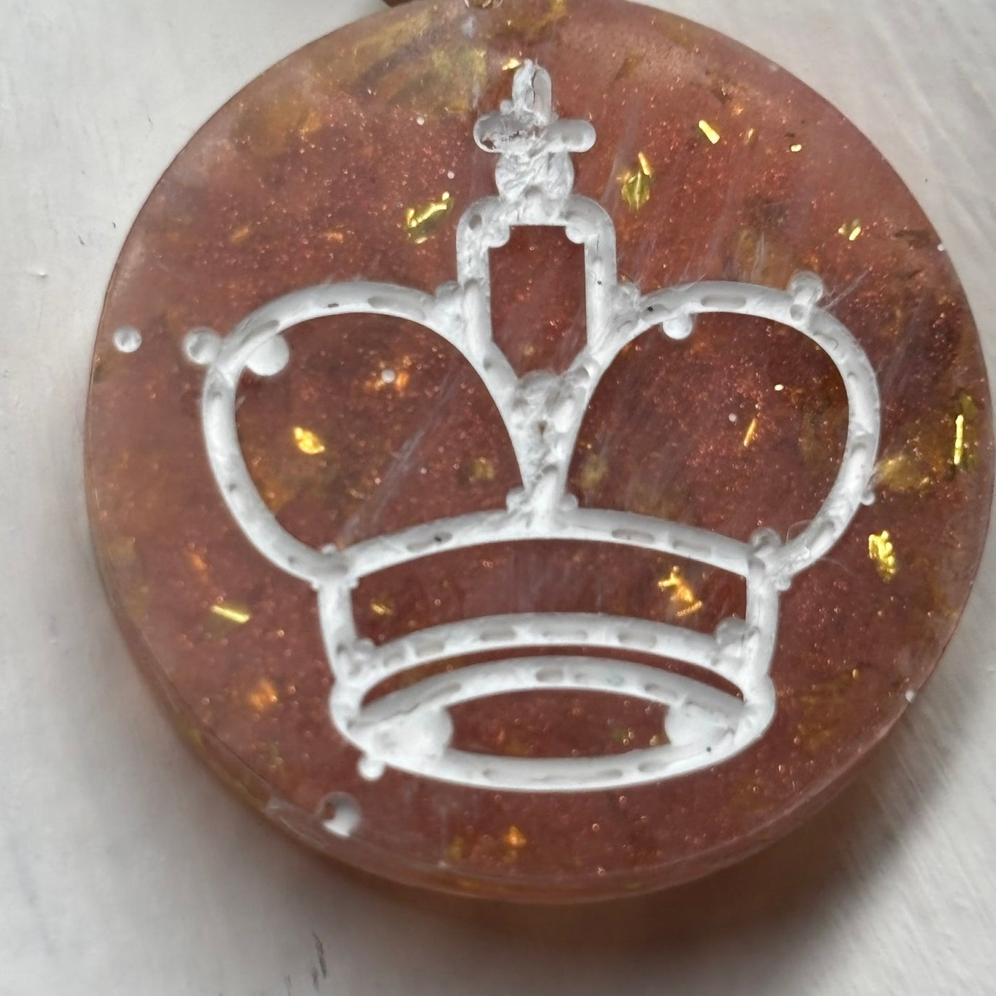 Orange Crystal King - Handmade Resin Chess Necklace