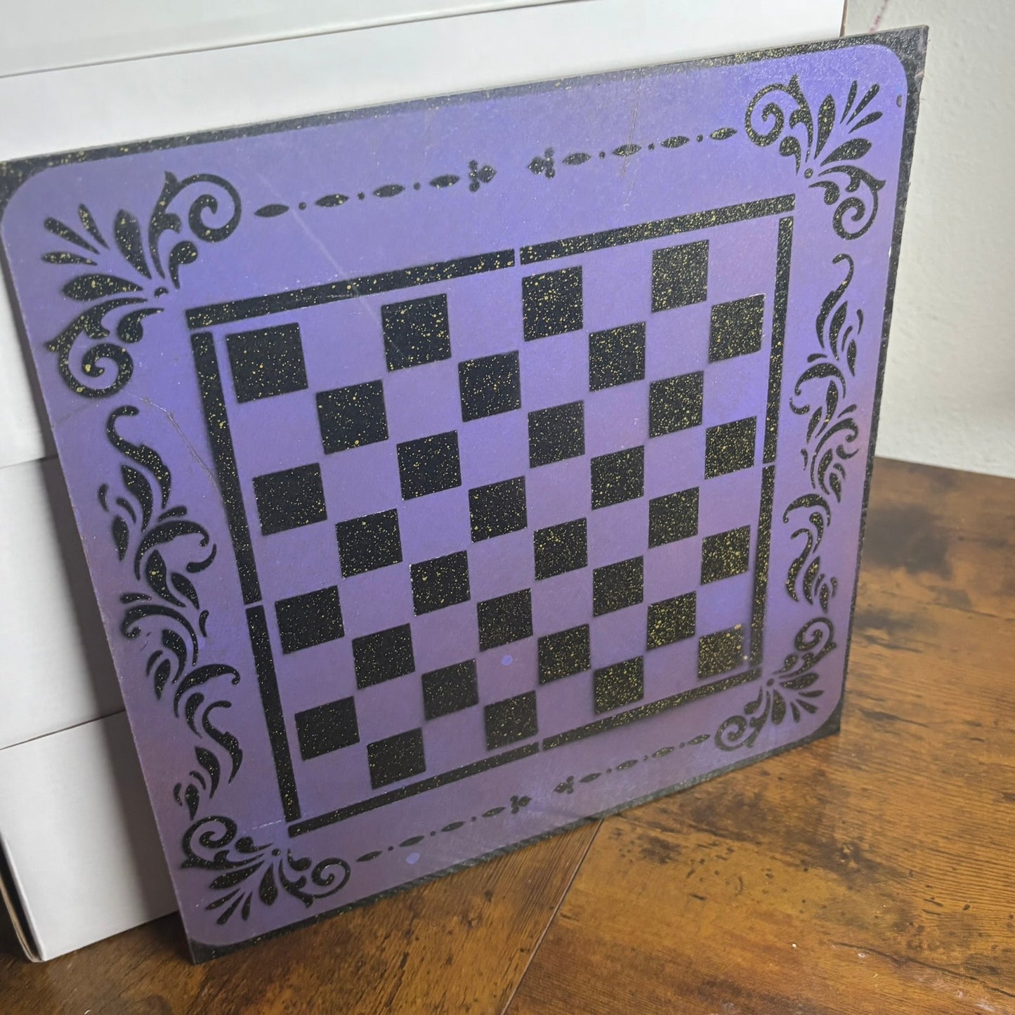 Purple & Black  - Painted Chess Board
