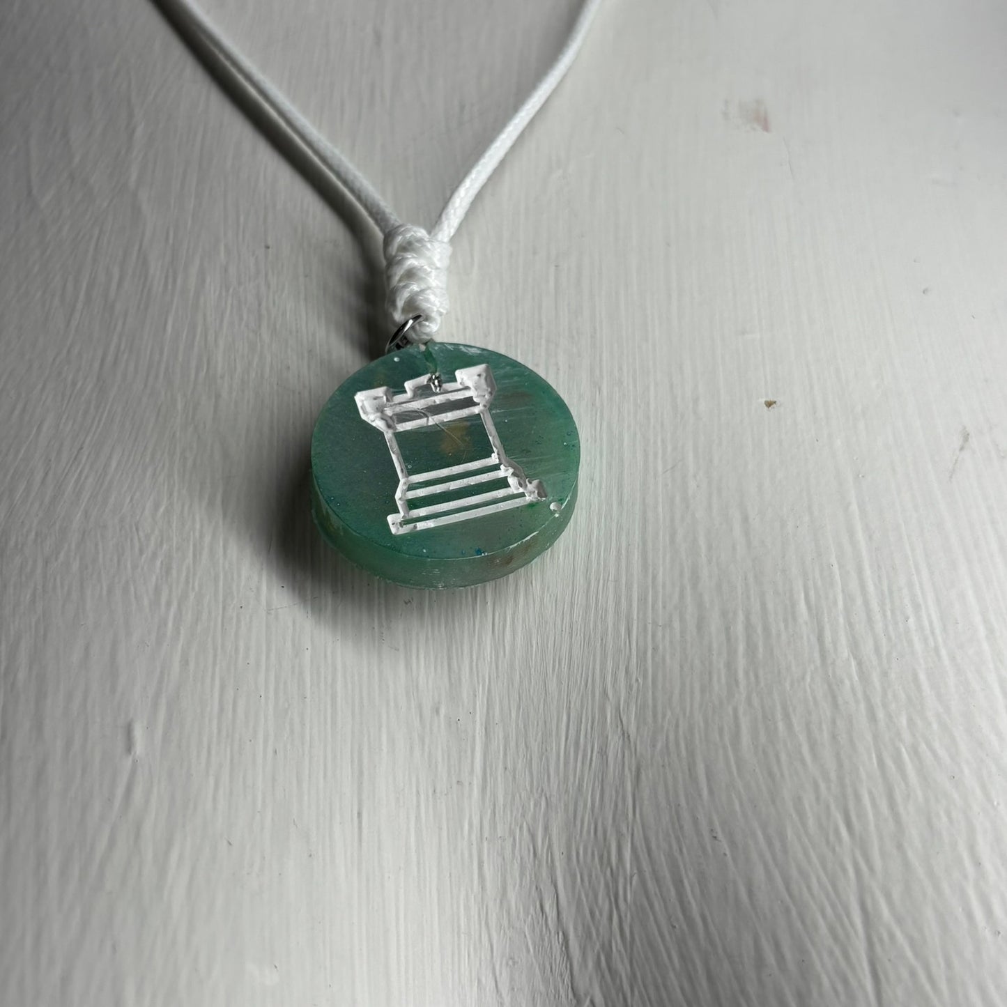 Crystal Green Rook - Handmade Resin Chess Necklace