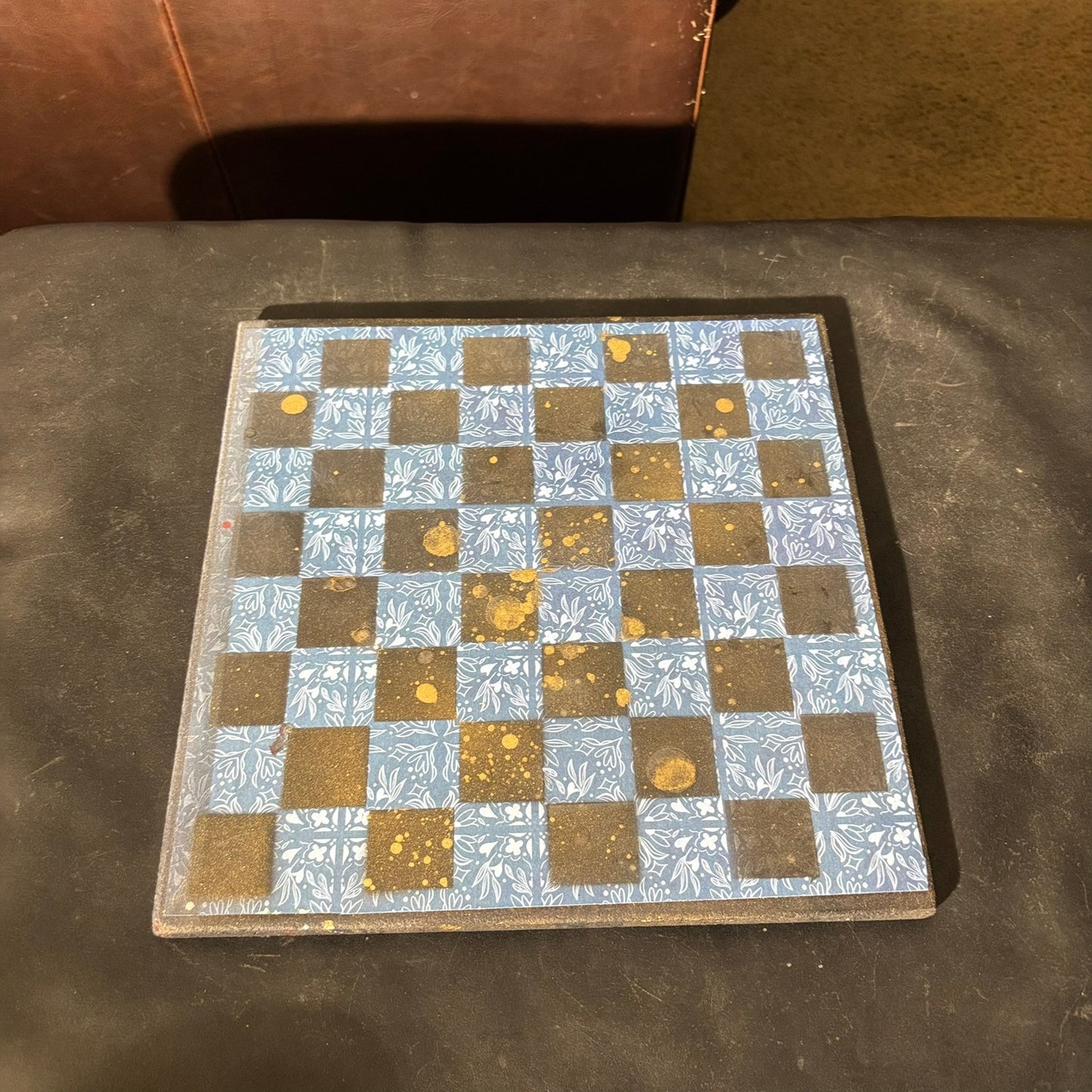 Vintage Golden Blue - Scrapbook Chess Set
