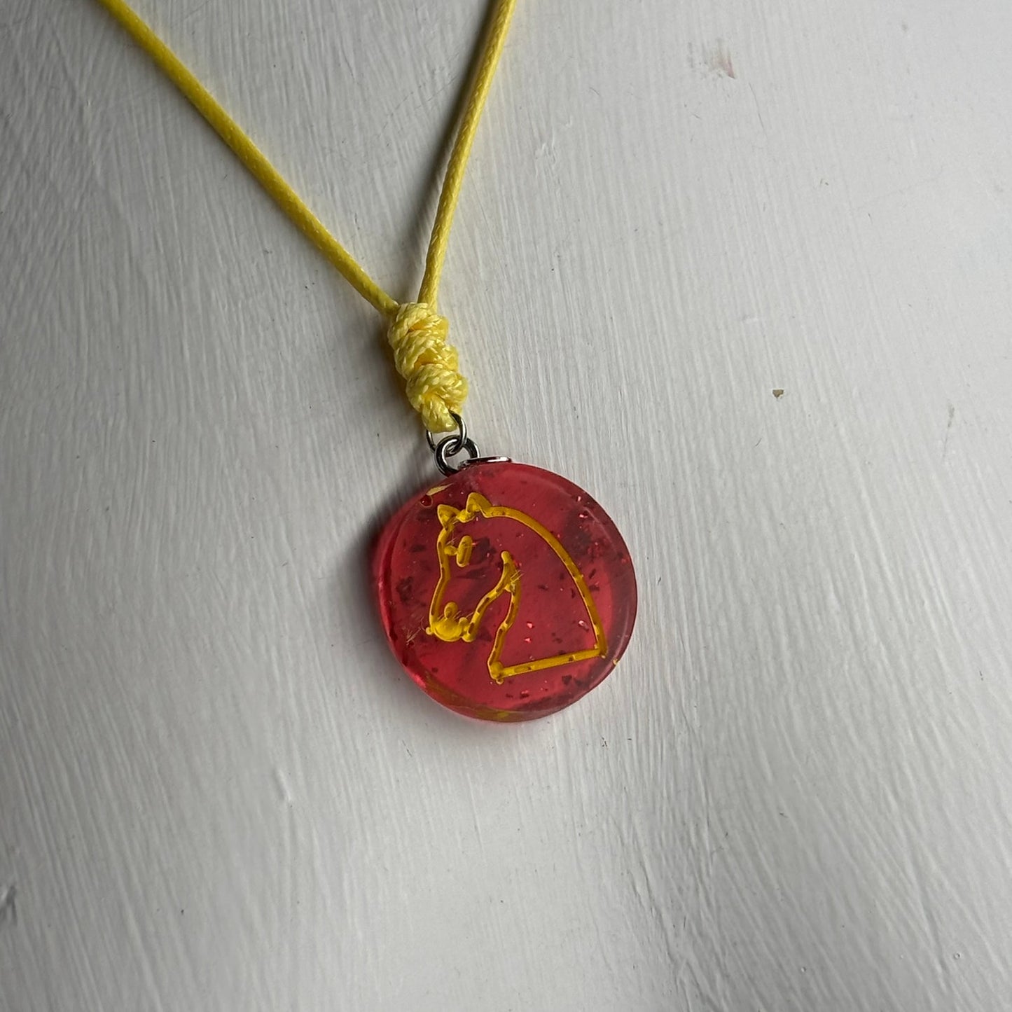 Red Cherry Knight - Handmade Resin Chess Necklace