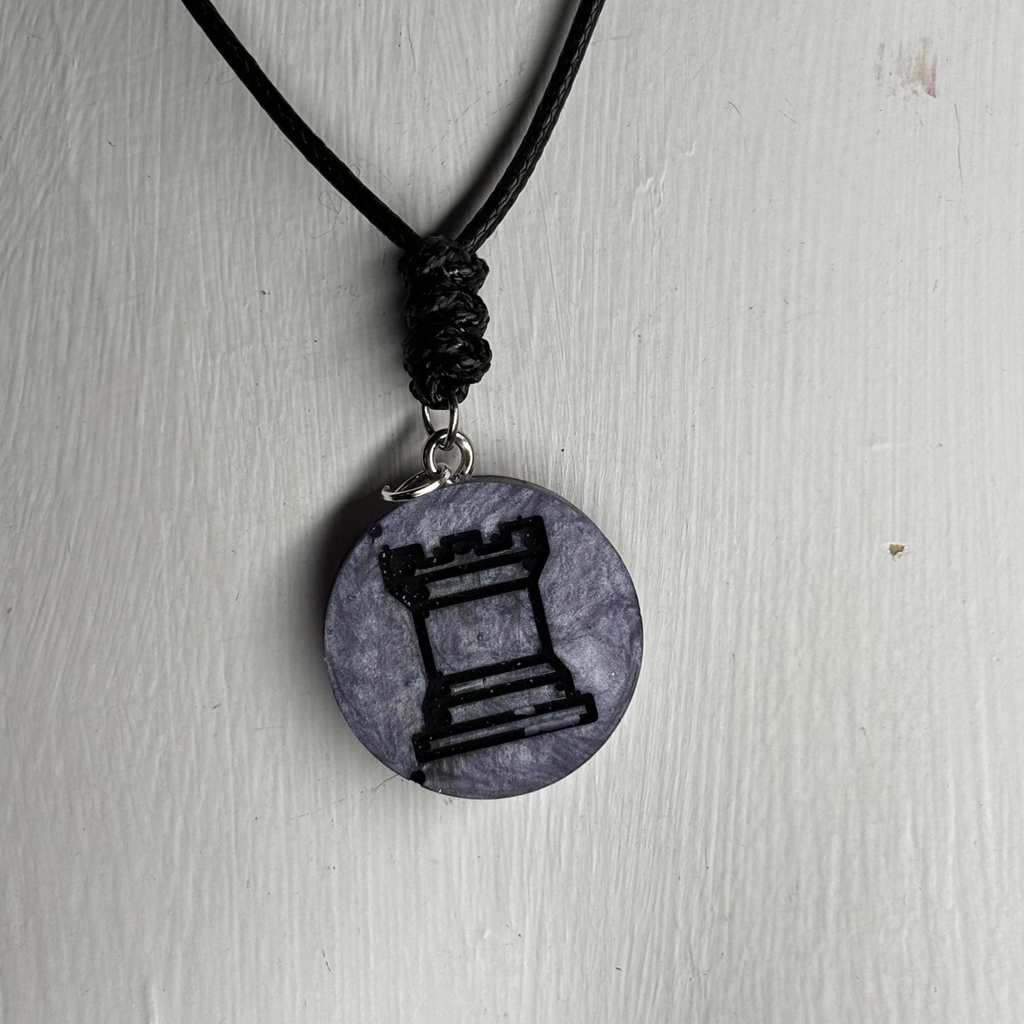 Dark Purple Rook - Handmade Resin Chess Necklace