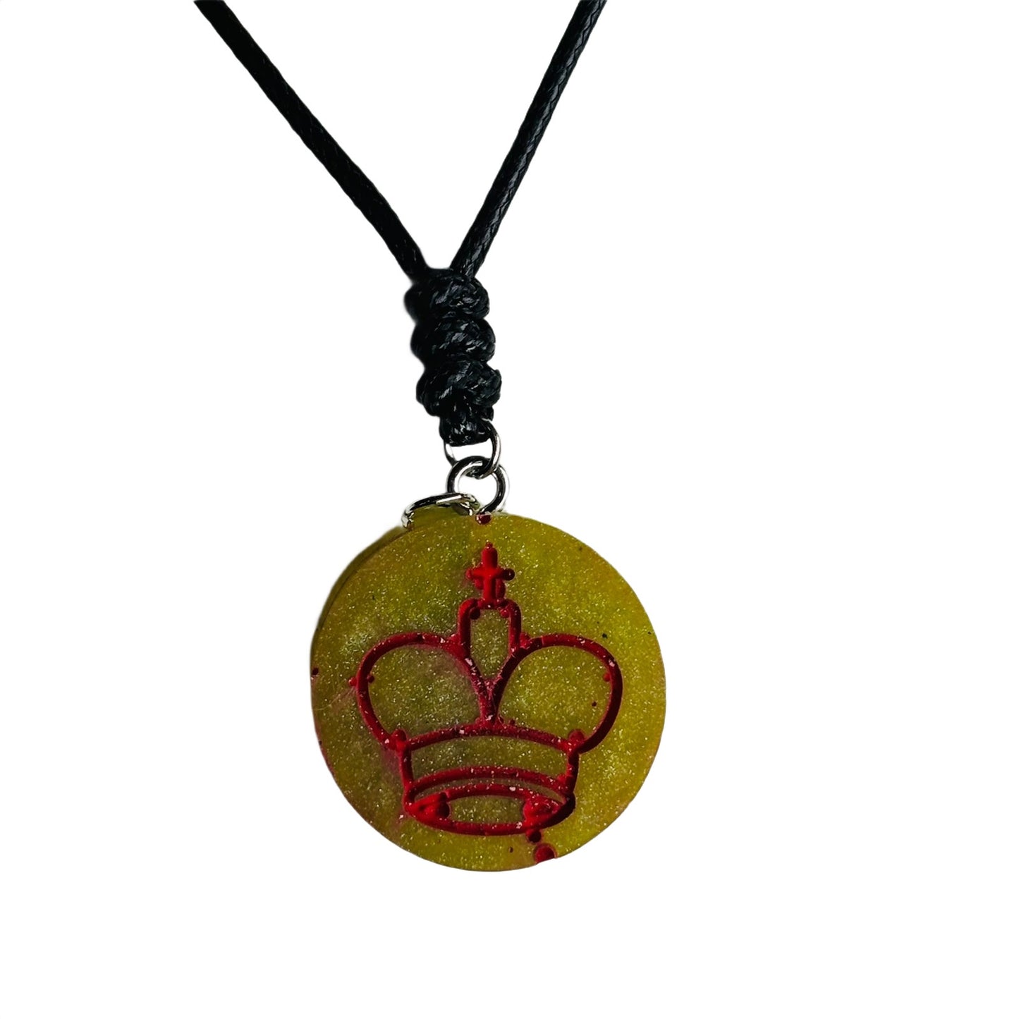Green & Red King - Handmade Resin Chess Necklace