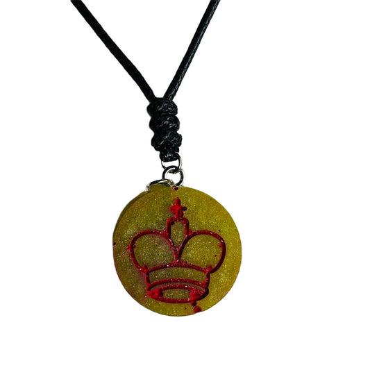 Green & Red King - Handmade Resin Chess Necklace