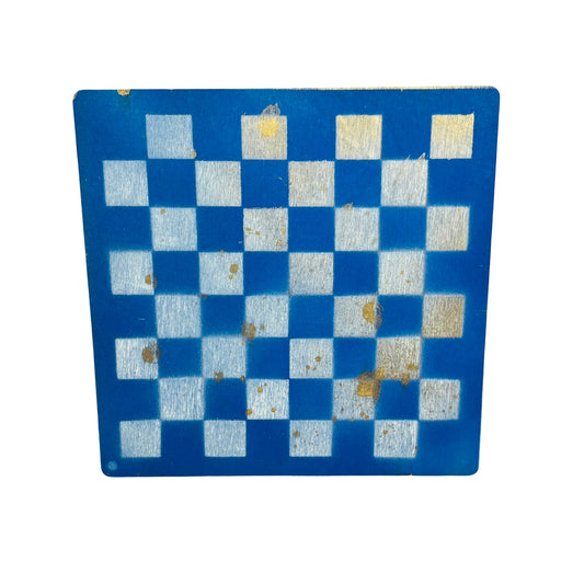Golden Blue & White - Painted Thin Wooden Chess Board