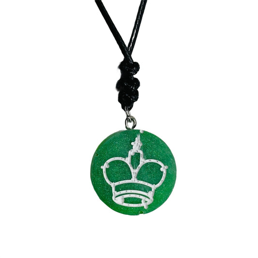 Mint Green King - Handmade Resin Chess Necklace - Flat Edition