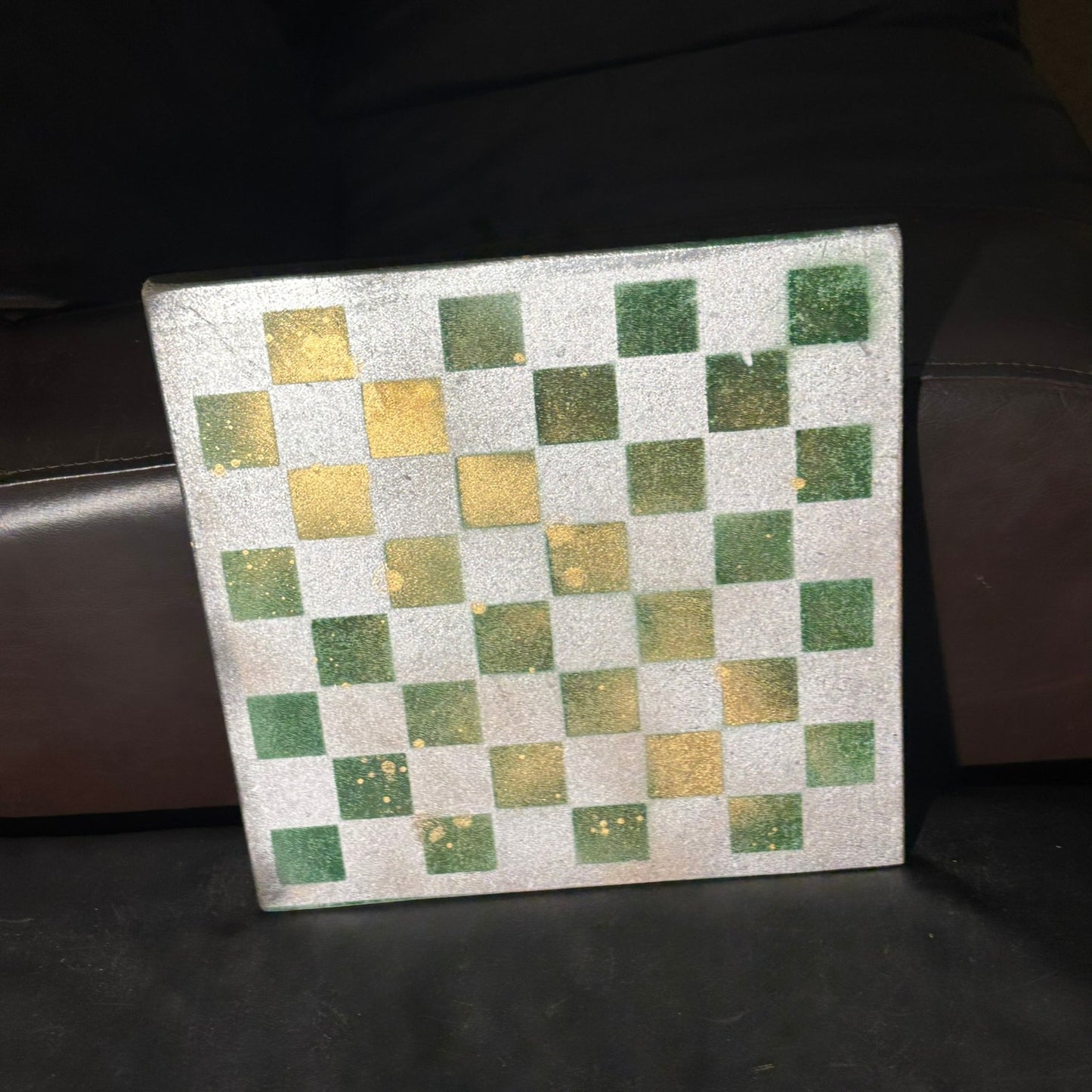 Green & Gray Golden Fade - Painted Chess Board
