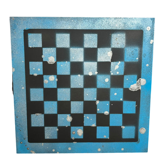 Chrome Blue & Black - Painted Chess Board