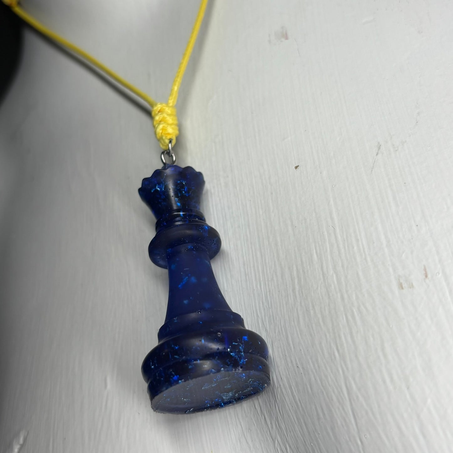 Navy Blue Queen - Handmade Resin Chess Necklace