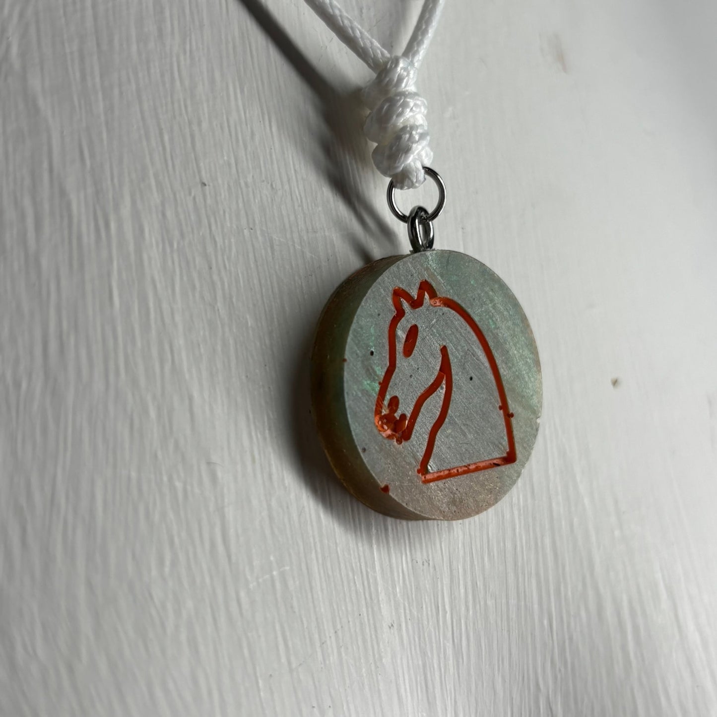 Swamp Green Knight - Handmade Resin Chess Necklace